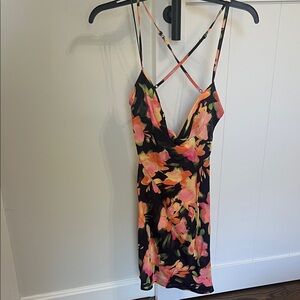 H&M Black Dress with Vibrant Floral Design